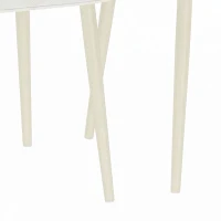HOMCOM Eetkamerstoelen set van 2, gevoerde keukenstoelen in linnenlook met lichte poten, crème(m-13)