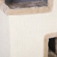 PawHut Krabton met 3 niveaus voor binnen, halfgesloten kattenhuis met kraboppervlak rondom en 2 kattenholtes(m-10)