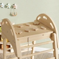 AIYAPLAY 6 en 1 Triángulo de Escalada Montessori con Plataforma y Anillos Estructura de Escalada de Madera con Tobogán Natural(m-8)