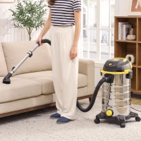 HOMCOM 1400W Vacuum Cleaner, 3-in-1 Wet and Dry Vacuum Cleaner with Blowing Mode and 30L Stainless Steel Tank, Yellow(m-14)