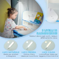 HOMCOM Banco Scuola per Bambini 6-12 Anni Regolabile con Luce LED, Leggio e Portapenne, in MDF, PP e Acciaio, Azzurro(m-7)