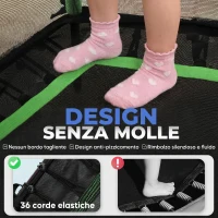 HOMCOM Trampolino Elastico per Bambini 3-10 Anni con Ingresso a Cerniera e Pali Imbottiti, 122x111x190 cm, Verde(m-5)