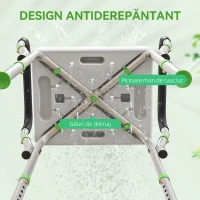 HOMCOM Scaun de duș din aluminiu, reglabil pe înălțime, cu cotiere și picioare antiderapante, verde(m-6)
