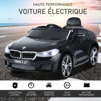 HOMCOM Voiture électrique Enfants 6 V 3 Km/h Max. Effets sonores et Lumineux télécommande Incluse Noir BMW 6 GT(m-6)