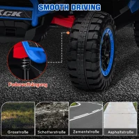 AIYAPLAY Elektrische Kinderauto 24V UTV met 2,4 GHz afstandsbediening, 4 motoren, kinderwagen met claxon, muziek, koplampen, elektrisch voertuig voor kinderen van 3-8 jaar, blauw(m-7)