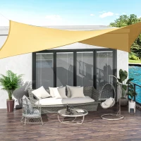 Outsunny Voile d'ombrage rectangulaire 3 x 3 m polyéthylène Haute densité Protection UV Avec sac de rangement - Coloris sable(m-10)