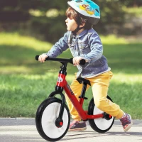 HOMCOM kinderloopfiets kinderfiets zijwielen pedalen 2-5 jaar PP rood(m-8)