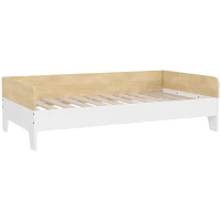 AIYAPLAY Cama para Niños de +3 Años 140x70 cm Cama Infantil de Madera Carga 80 kg para Dormitorio Blanco y Natural(m-1)