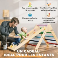AIYAPLAY Triangle escalade enfants 3 en 1, rampe double-face pour grimper et glisser, charge 50 kg, 147x64,5x63cm, multicolore(m-9)