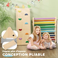 AIYAPLAY Triangle escalade enfants 3 en 1, rampe double-face pour grimper et glisser, charge 50 kg, 147x64,5x63cm, multicolore(m-7)