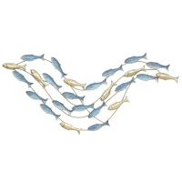 HOMCOM Décoration murale en métal moderne, sculpture murale en métal avec motif de poisson unique, 100 x 50 cm, bleu clair(m-10)
