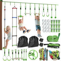 AIYAPLAY Klimtouw-Set, Touw-Kit voor Kinderen, Verschillende Klim- en Glijopties, Draagtas, Groen(m-11)