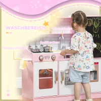 AIYAPLAY Speelkeukenset met Potten, Krijtbord, Telefoon, IJsmachine, Fornuis, 83,8 x 26,8 x 81 cm, Roze(m-6)