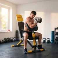 SPORTNOW Adjustable Weight Bench for Home Gym, 300kg Incline Decline Flat Foldable Bench Press with 6 Backrest Positions, Yellow(m-8)