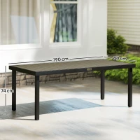 Outsunny Table de jardin rectangulaire pour 8 personnes en aluminium table de salle à manger extétieur plateau PE à lattes(m-3)