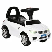 HOMCOM Porteur enfants voiture, véhicule à pousser avec coffre à jouets, klaxon, phares et musique, 63,5 x 28 x 36 cm, blanc(m-1)