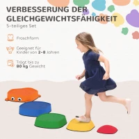 AIYAPLAY Set van 5 Balansstenen, Stapelbaar, Kikkervorm, Kunststof, Kleurrijk(m-4)