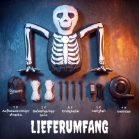 Outsunny Opblaasbaar halloween-skelet, kruipt uit de grond, met ledverlichting, griezeldecoratie voor binnen en buiten(m-7)