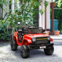 AIYAPLAY Coche Eléctrico para Niños con Batería 12V Mando a Distancia Velocidad Ajustable USB Faros Bocina Rojo(m-10)