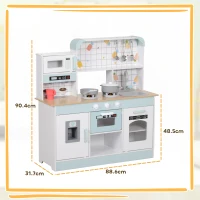 AIYAPLAY Bucătărie de Jucărie pentru Copii 3+ Ani din Lemn, Aragaz Interactiv, Cuptor și Mașină de Cafea, Alb(m-3)