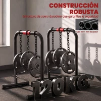 HOMCOM Barras Paralelas Training Soporte con Mango Extra Ancho para Flexiones Inclinadas Musculación Calistenia Dips 63x41x73 cm Negro(m-5)