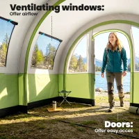 Outsunny Three Man Duo Room Tunnel Tent, with Accessories - Cream/Green(m-7)