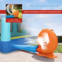 AIYAPLAY Castel Gonflabil cu Tobogan, Piscină și Suflantă (Albastru și Galben)(m-6)
