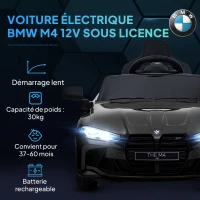 AIYAPLAY Voiture Électrique pour Enfants BMW M4 12V avec Télécommande 2,4G, Double Moteur, Klaxon, Lumières LED, Noir(m-4)