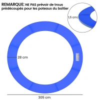 HOMCOM Coussin de protection pour trampoline de remplacement Ø 305 cm résistant aux rayons UV, anti déchirure bleu(m-3)