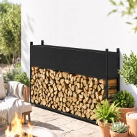 Outsunny Brandhoutrek 202 x 25 x 113 cm met 600D Oxford-hoes, stalen frame, tot 500 kg, zwart(m-2)