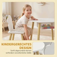 AIYAPLAY Kindertisch mit Stühlen und Aufbewahrung, 3-teiliges Kinder-Möbelset in Weiß und Natur für Spielzimmer und Kinderzimmer(m-6)
