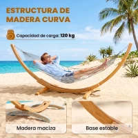 Outsunny Soporte para Hamaca de Madera 325x120x118 cm Estructura para Hamaca Carga Máx. 120 kg para Jardín Terraza Interiores y Exteriores Natural(m-5)