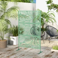 Outsunny Panneau brise vue décoratif paravent extérieur vert à motif végétal en métal - 122 x 45 x 198 cm, vert(m-10)