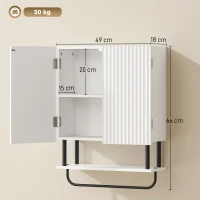 HOMCOM Bathroom Wall Cabinet Modern Space Saver Wall Mounted Cabinet Doors Storage White(m-3)