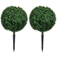 HOMCOM Kunstmatige Buxusboom Duo, Realistisch & Weerbestendig, Onderhoudsvrij, 70 cm Hoog(m-12)