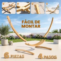 Outsunny Soporte para Hamaca de Madera 325x120x118 cm Estructura para Hamaca Carga Máx. 120 kg para Jardín Terraza Interiores y Exteriores Natural(m-7)
