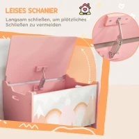 ZONEKIZ Opbergbox met opbergruimte, speelgoedkist met deksel en veiligheidsscharnier, schattig dierenontwerp, 60 x 37 x 39 cm, Roze(m-5)