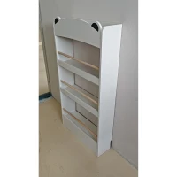 AIYAPLAY Estante Montessoriana Infantil 3-8 Anos em Forma de Urso com 4 Prateleiras em Madeira, 50x15x97 cm, Branco(m-5)