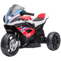 HOMCOM Moto électrique pour enfants 3 roues 6 V 2,5 Km/h musique interface USB  82,5 x 42 x 54 cm rouge(m-11)