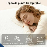 HOMCOM Colchón 190x140 cm Grosor 20 cm Colchón Viscoelástico con Té Verde Firmeza Media Cama Refrescante con Espuma de Gel(m-4)