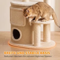 PawHut Krabpaal met 2-laags kattenhol, sisal krabpalen, platform, sisalbord en speelbal, voor katten tot 5 kg(m-6)