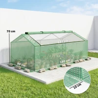Outsunny Mini Serre de Jardin Serre à tomates mini serre tunnel toit pointu1,8L x 0,9l x 0,7H m métal thermolaqué PE Haute densité fenêtre moustiquaire intégrées Vert(m-3)