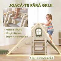 AIYAPLAY Tobogan pentru Copii 1-3 Ani cu Platformă de Cățărare, Coș de Baschet, Spațiu de Depozitare, Crem(m-7)
