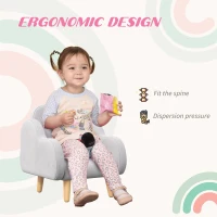 ZONEKIZ Kids Armchair Toddler Sofa Children Chair with Arm Rest, Wooden Frame, Velvet, PP Legs, Cloud Shape, for Ages 1.5-3 Years - Grey(m-6)