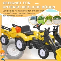 HOMCOM Kinderwiellader, bestuurbare voorlader, vanaf 3 jaar, trapaandrijving, geel/zwart(m-6)