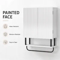 HOMCOM Bathroom Wall Cabinet Modern Space Saver Wall Mounted Cabinet Doors Storage White(m-7)