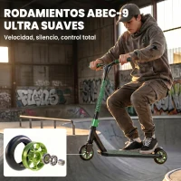 SPORTNOW Scooter Acrobático para Trucos Patinete Freestyle con Rodamientos ABEC-9 Ruedas 120 mm Giro 360° para Skatepark Verde(m-5)