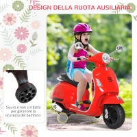 HOMCOM Moto Elettrica per Bambini Design Vespa, Batteria 6V con Suoni e Luci, Età 3-6 Anni, Rosso(m-4)