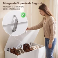 HOMCOM Baúl de Almacenaje 102L con Bisagra de Seguridad Estilo Moderno para Pasillo Dormitorio Salón 80x40x45 cm Blanco(m-5)