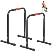 HOMCOM Barras Paralelas Training Soporte con Mango Extra Ancho para Flexiones Inclinadas Musculación Calistenia Dips 63x41x73 cm Negro(m-12)